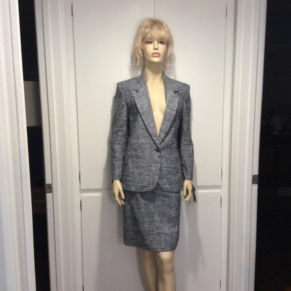 Vintage Patricia Roberts NWT tweed blazer & skirt set cotton/linen Size 8 - Picture 1 of 12